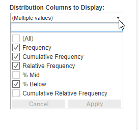 Columns to Display filter